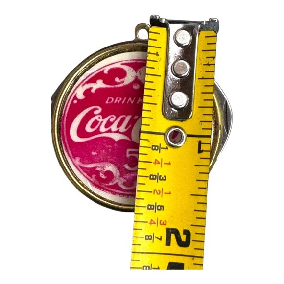 Vintage Red & White Coca-Cola Round Cigar Knife w/ Circlet Loop for Chain 5 cent - Picture 5 of 5
